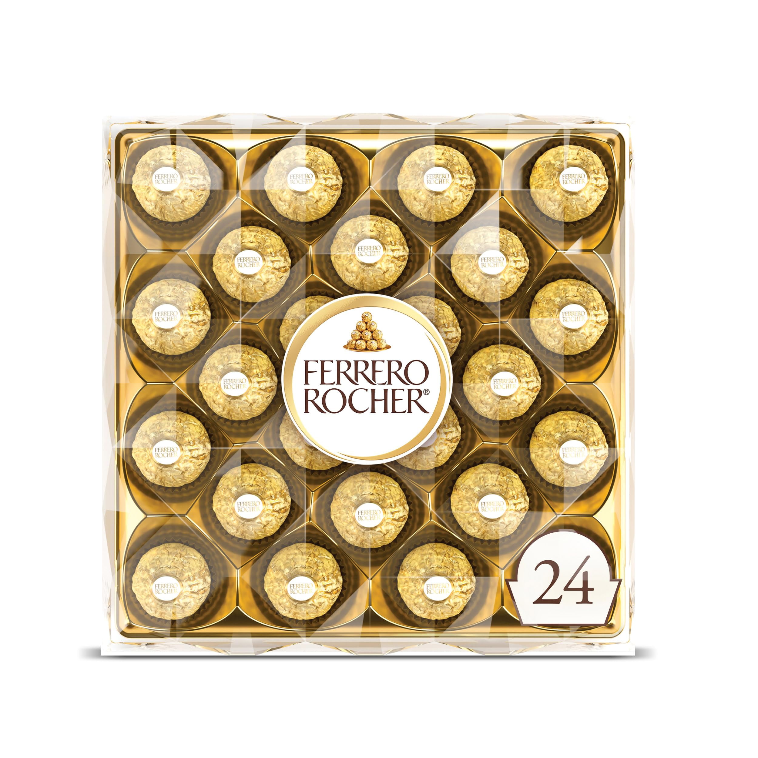 Pack of 2 - Ferrero Rocher, 24 Count, Gourmet Milk Chocolate Hazelnut, Chocolate Gift Box, Individually Wrapped, 10.6 Oz Packaging May Vary