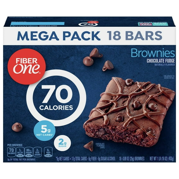 Pack of 2 Fiber One 90 Calorie Chocolate Fudge Brownies Mega Pack, 18 ct (Package May Vary)