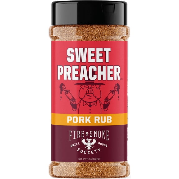 Pack of 2 Fire & Smoke Society Sweet Preacher BBQ Seasoning Pork Rub, 11.9 Ounce Mixed Spices & Seasonings