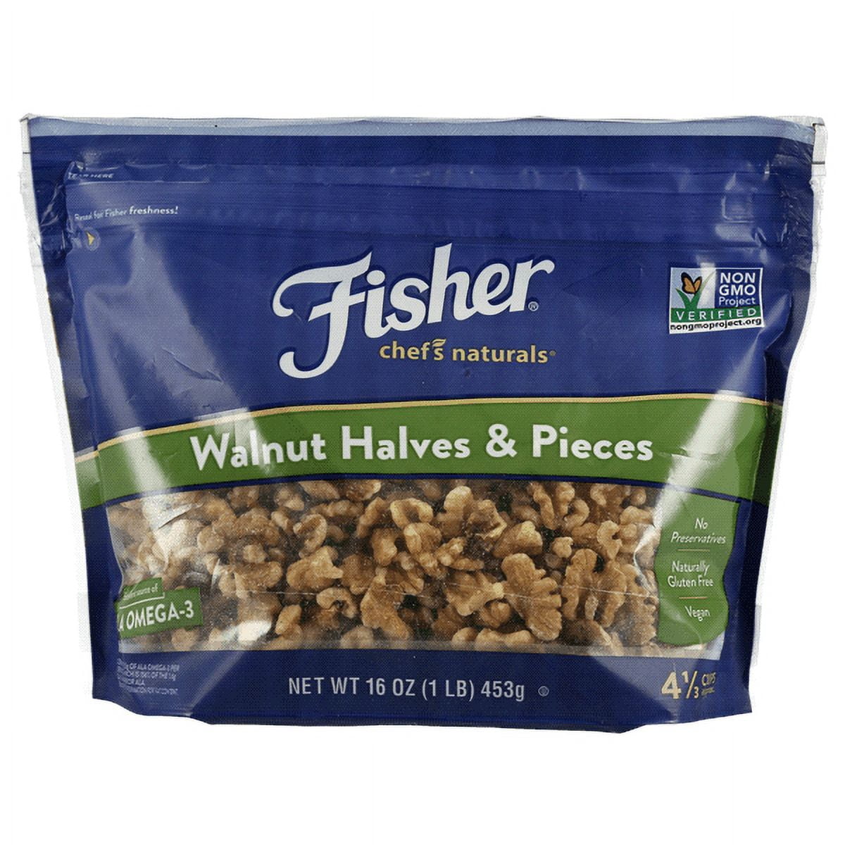 Pack of 2 Fisher Chef's Naturals Walnut Halves \u0026 Pieces, 16 oz