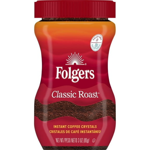 Pack of 2 Folgers Classic Roast Instant Coffee, 3 oz (Package May Vary)