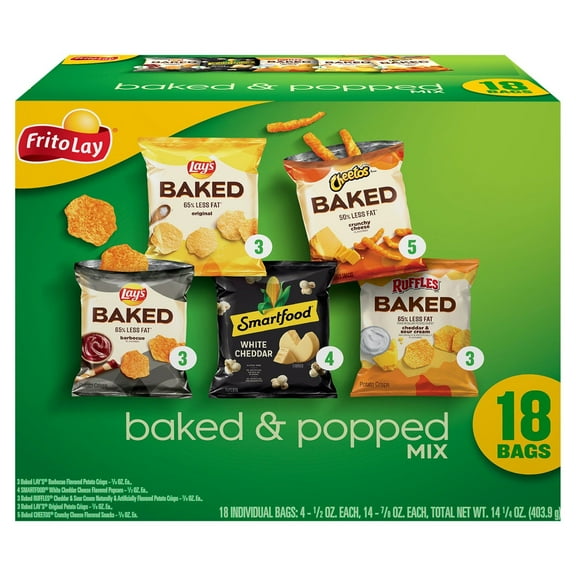 Frito Lay Baked & Popped Mix Variety Pack Chips - 18 ct (Pack of 2)