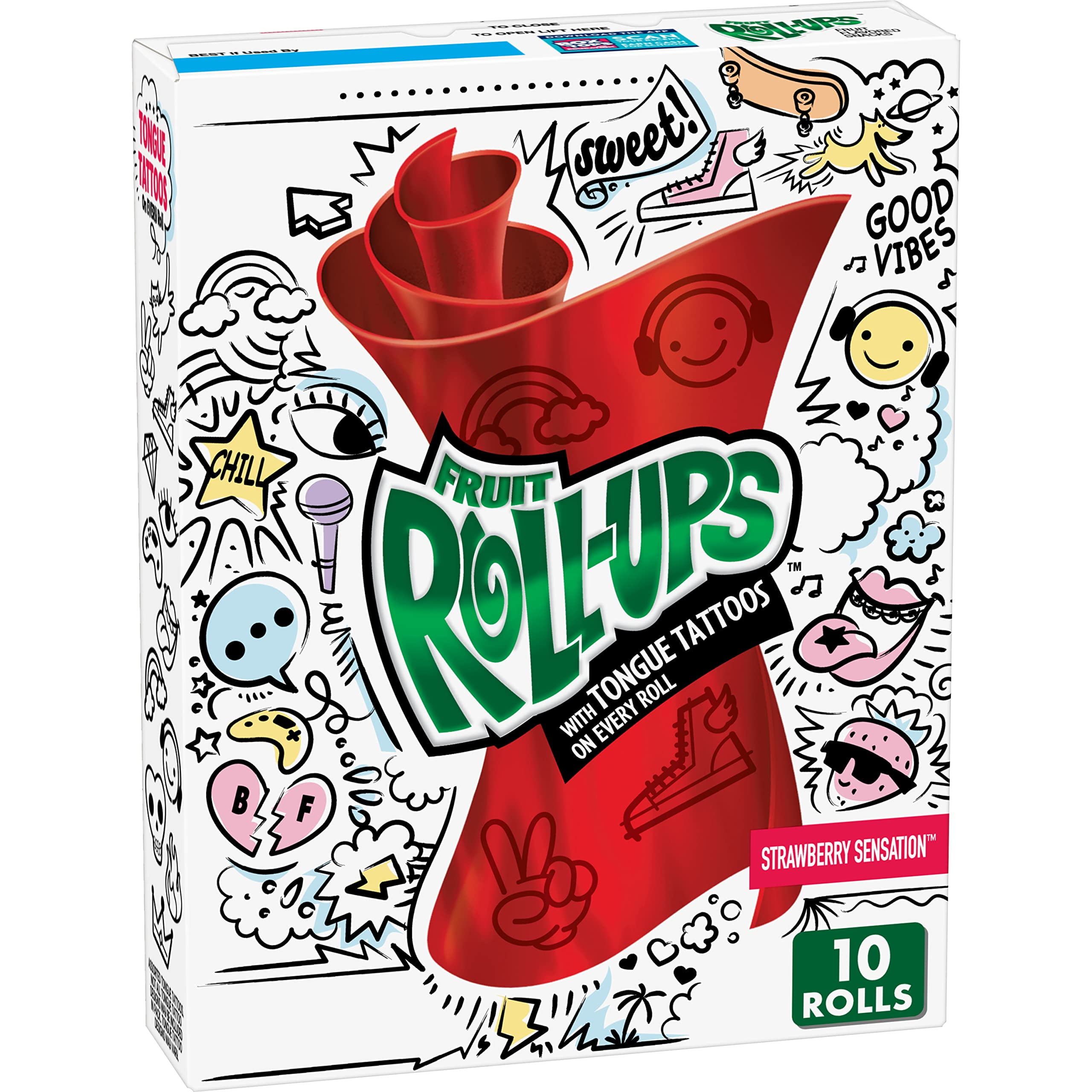 Pack of 2 - Fruit Roll-Ups Fruit Flavored Snacks, Strawberry Blast, 0.5 Oz, 10 Ct Packaging May Vary