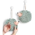 thumbnail image 1 of Pack of 2 Fuzzy Ball Hand Towels，Hedgehog Decorative Towels for Bathroom (Mint), 1 of 10