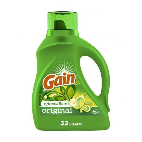 Pack of 2 Gain Liquid Laundry Detergent, Original Scent, 32 Loads, 46 fl oz, HE Compatible