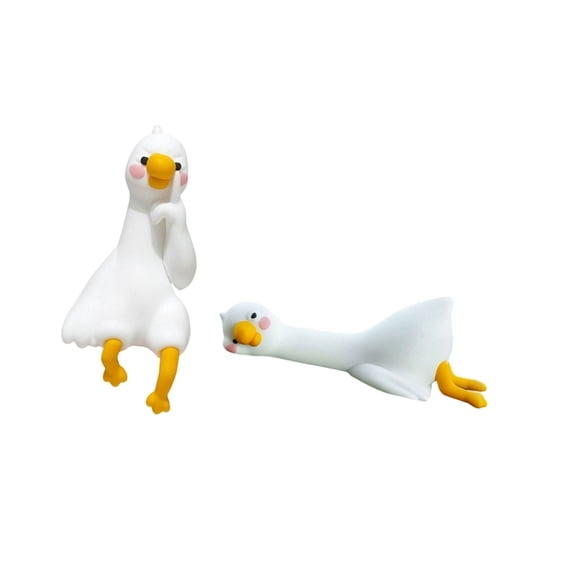 Pack of 2 Geese Miniature Figurines for Computer Monitor and Creative Display