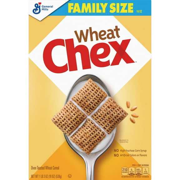 Pack of 2 General Mills Wheat Chex Cereal - Family Size, 19 oz (Package May Vary)