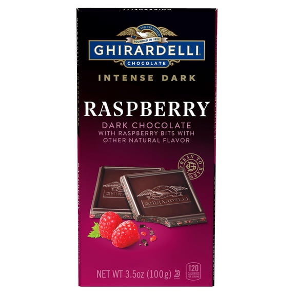 Pack of 2 - Ghirardelli Intense Dark Chocolate Bar, Raspberry, 3.5 Oz Bar Packaging May Vary