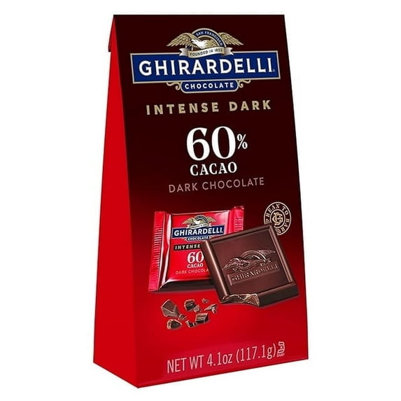 Pack of 2 - Ghirardelli Intense Dark Chocolate Squares, 60% Cacao, 4.1 Oz Bag Packaging May Vary