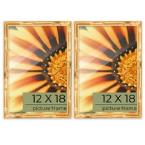 Pack of 2 Gold Bamboo 12x18 Picture Frames | Solid Wood | UV-Resistant Acrylic | Easy Gallery Wall