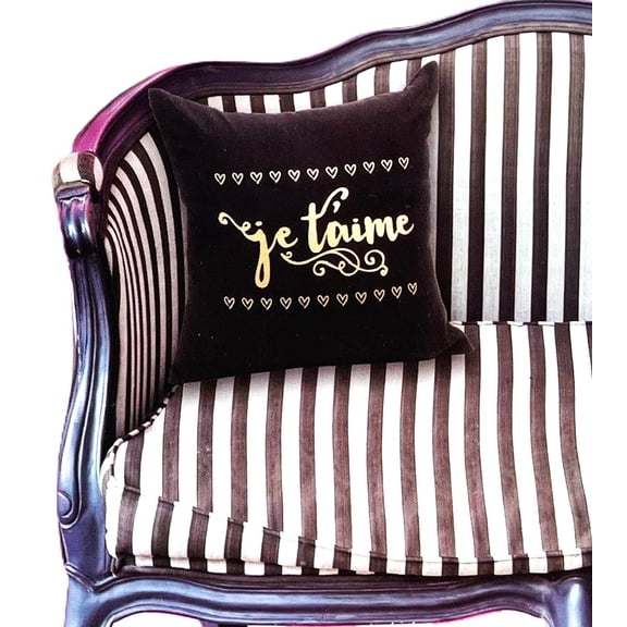 Pack of 2 - Gold I Love You Je Taime French Iron-On Transfer - 6.75 in X 9.75 in - Pack of 2