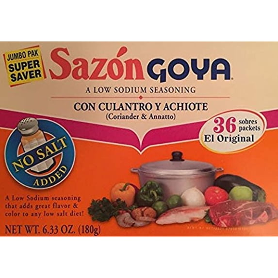 Goya - Sazon with Coriander & Annatto - No Salt Added - 6.33 oz (2 Pack)
