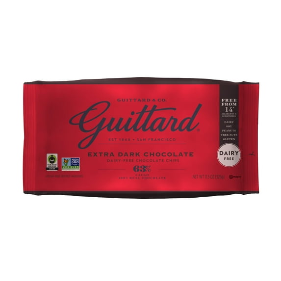 Pack of 2 Guittard 63% Cacao Extra Dark Chocolate Baking Chips, 11.5 oz (Package May Vary)