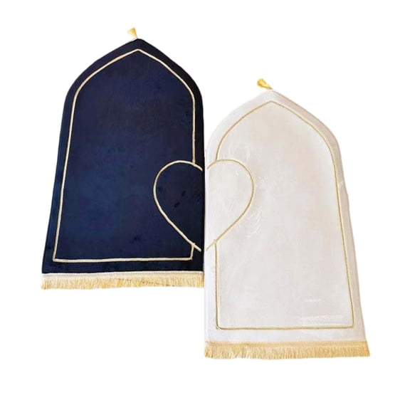 Pack of 2 Half Heart Embossed Couple Prayer Rugs Set Romantics Thick Flannel Carpets for Ramadans and Islamic Wedding
