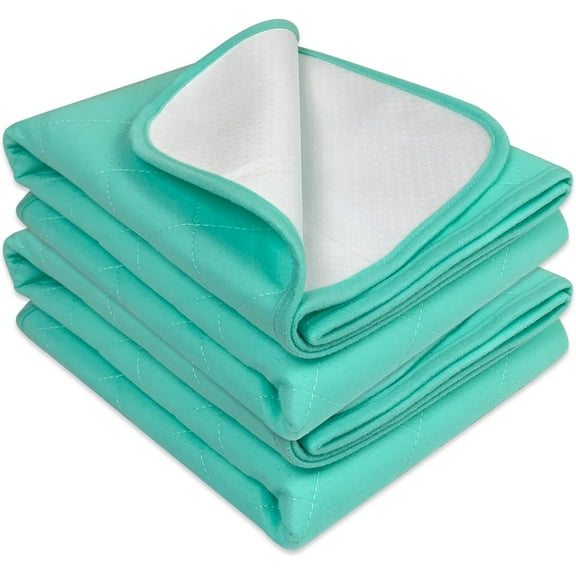 Pack of 2 Heavy Absorbency Reusable Incontinence Bed Pads for Kids, Adults, Elderly, Pets - Kylie Sheets 86x132cm, Green New Invention, Anti-Slip