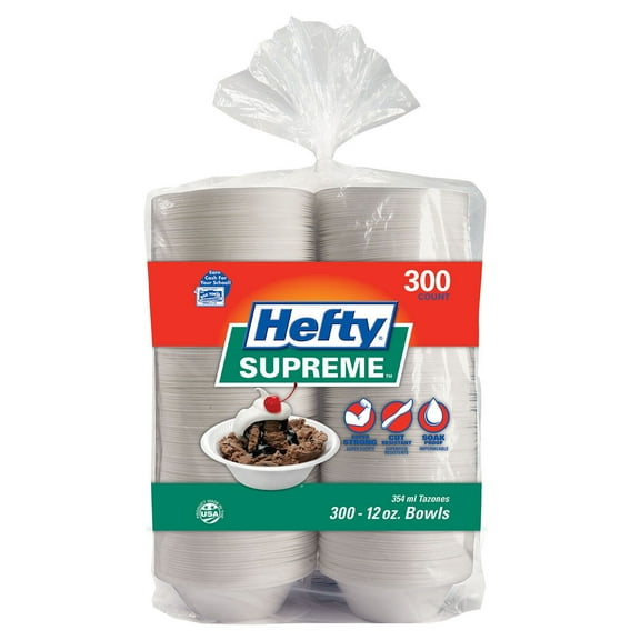 Pack of 2 Hefty Supreme soak-proof layer Foam Bowls Heavy weight, 12 oz. (300 ct.)