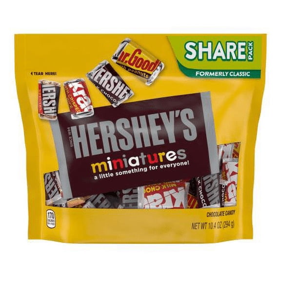 Hershey's Miniatures Assorted Chocolate Candy, Share Pack 10.4 oz(pack of 2)