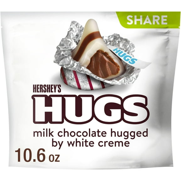 Pack of 2 - Hersheys Hugs Milk Chocolate And White Creme Candy Share Pack, 10.6 Oz Packaging May Vary