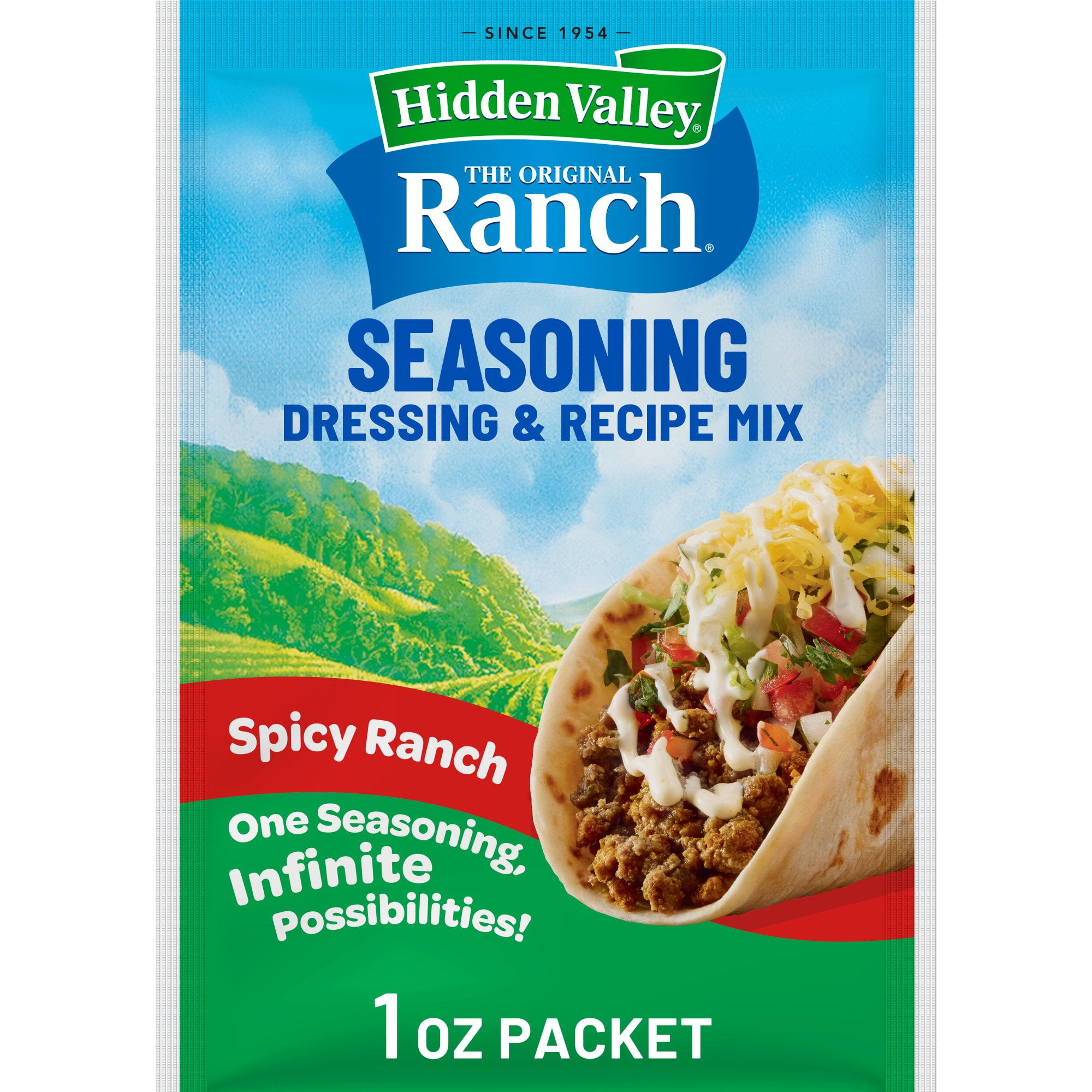 Zesty Rannch Pack of 2 Hidden Valley Spicy Ranch Salad Dressing and Seasoning Mix ...