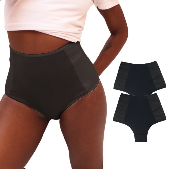 Pack of 2 High-Waisted Shapewear Panties - Tummy Control Underwear, 100% Cotton Lining, 7 inches High Waist Elastic - VIÉRE