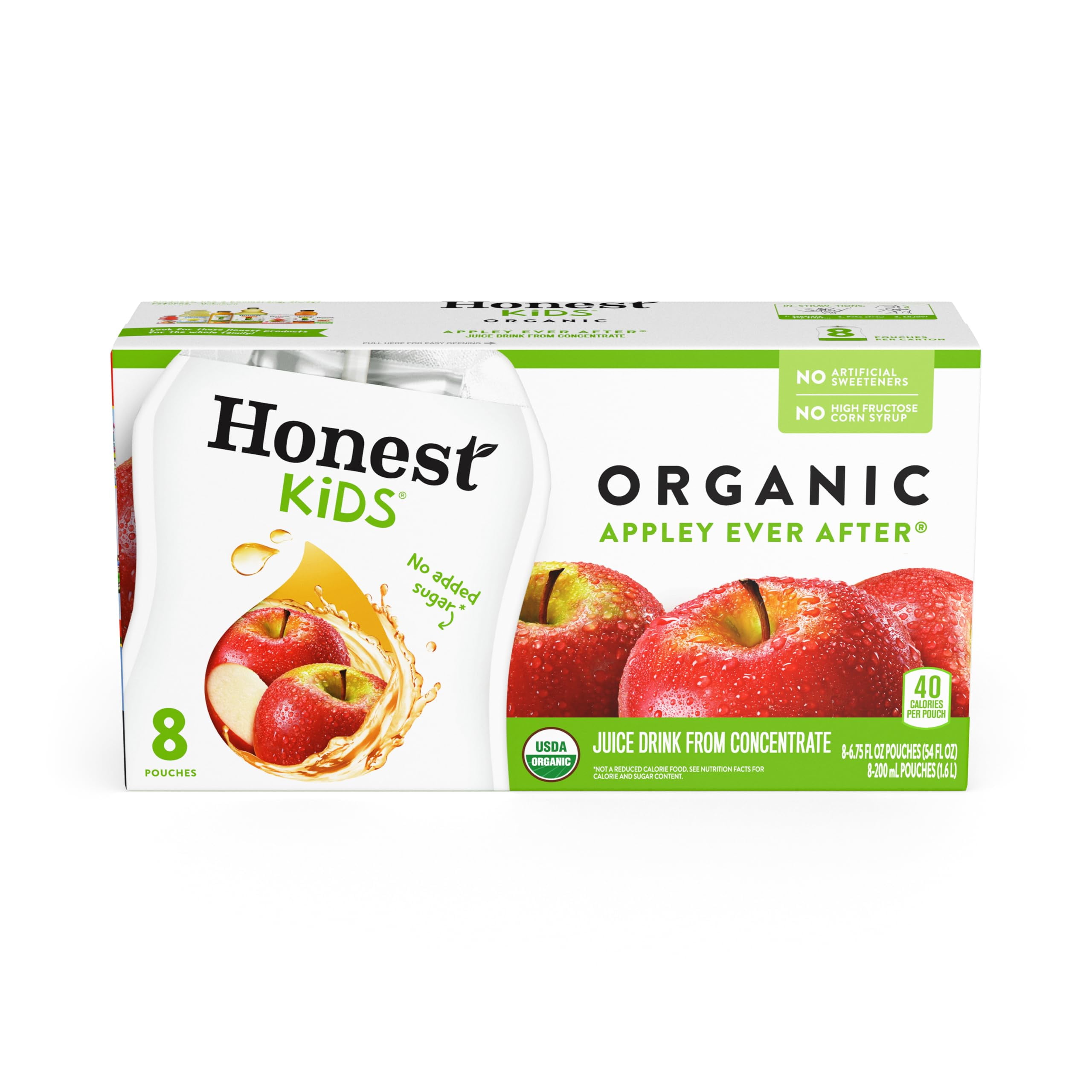 Pack of 2 Honest Kids, Organic Juice Drink, Appley Ever After, 6.75 Fl Oz, 8 Pack