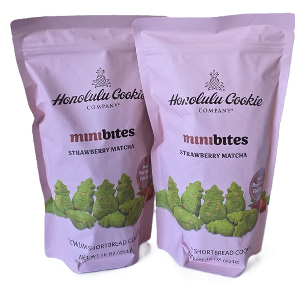 [Pack of 2] Honolulu Cookie MiniBites Strawberry Matcha Shortbread Cookies, 16 oz (454g)