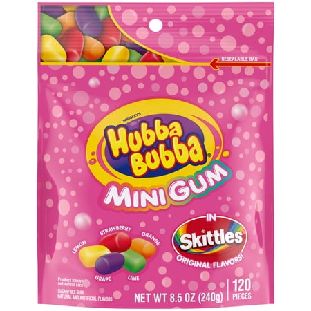 Pack of 2 Hubba Bubba Skittles Flavored Mini Gum, 120 pc (Package May Vary)
