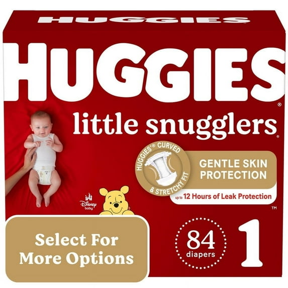 Pack of 2 Huggies Little Snugglers Baby Diapers, Size 1 (8-14 lbs), 84 Ct