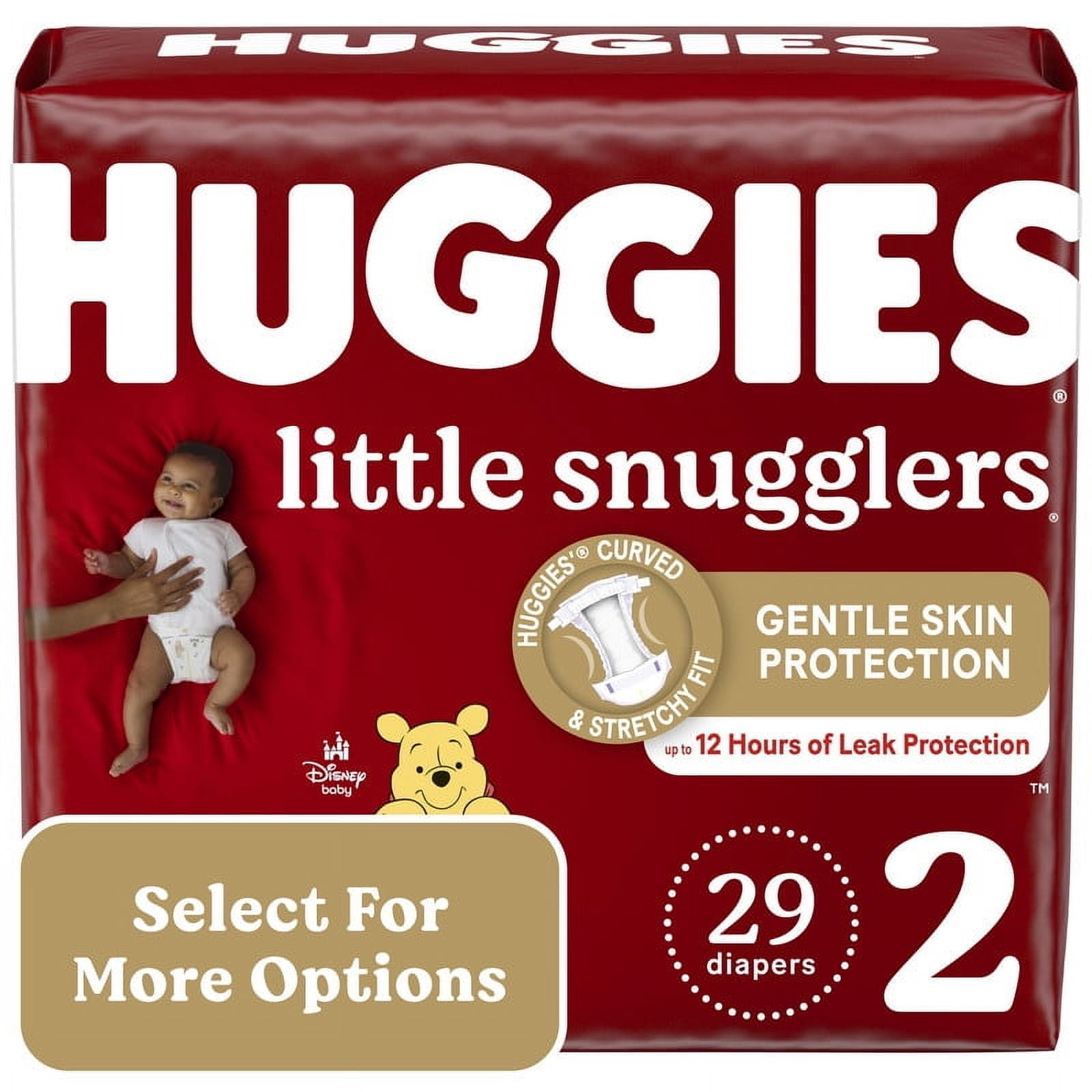 Pack of 2 Huggies Little Snugglers Baby Diapers, Size 2 (12-18 lbs), 29 Ct