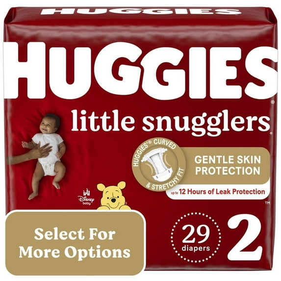 Pack of 2 Huggies Little Snugglers Baby Diapers, Size 2 (12-18 lbs), 29 Ct