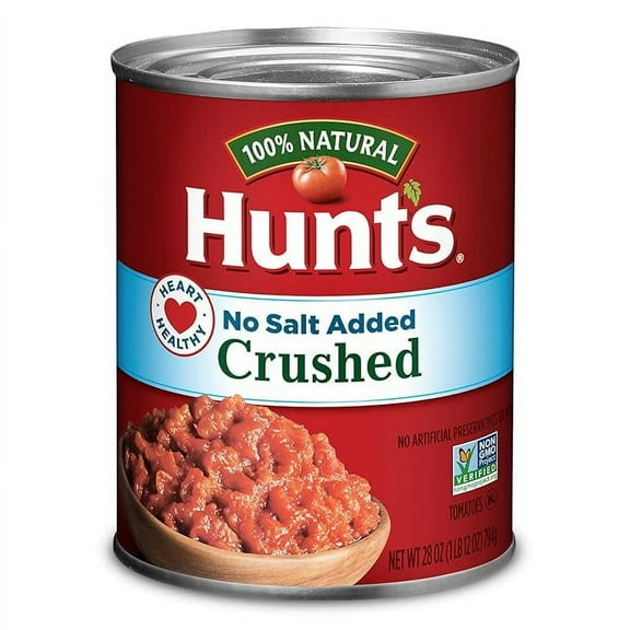 Pack of 2 Hunt's Crushed Tomatoes No Salt Added, Keto Friendly, 28 oz
