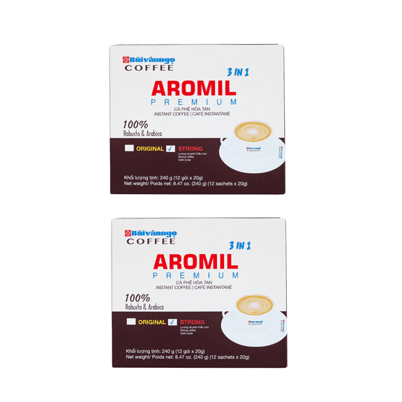 (Pack of 2) IBVN Aromil Strong Instant Milk Coffee 8.47oz( 12 sachets per each box) | BUIVANNGO COFFEE | Vietnamese Coffee