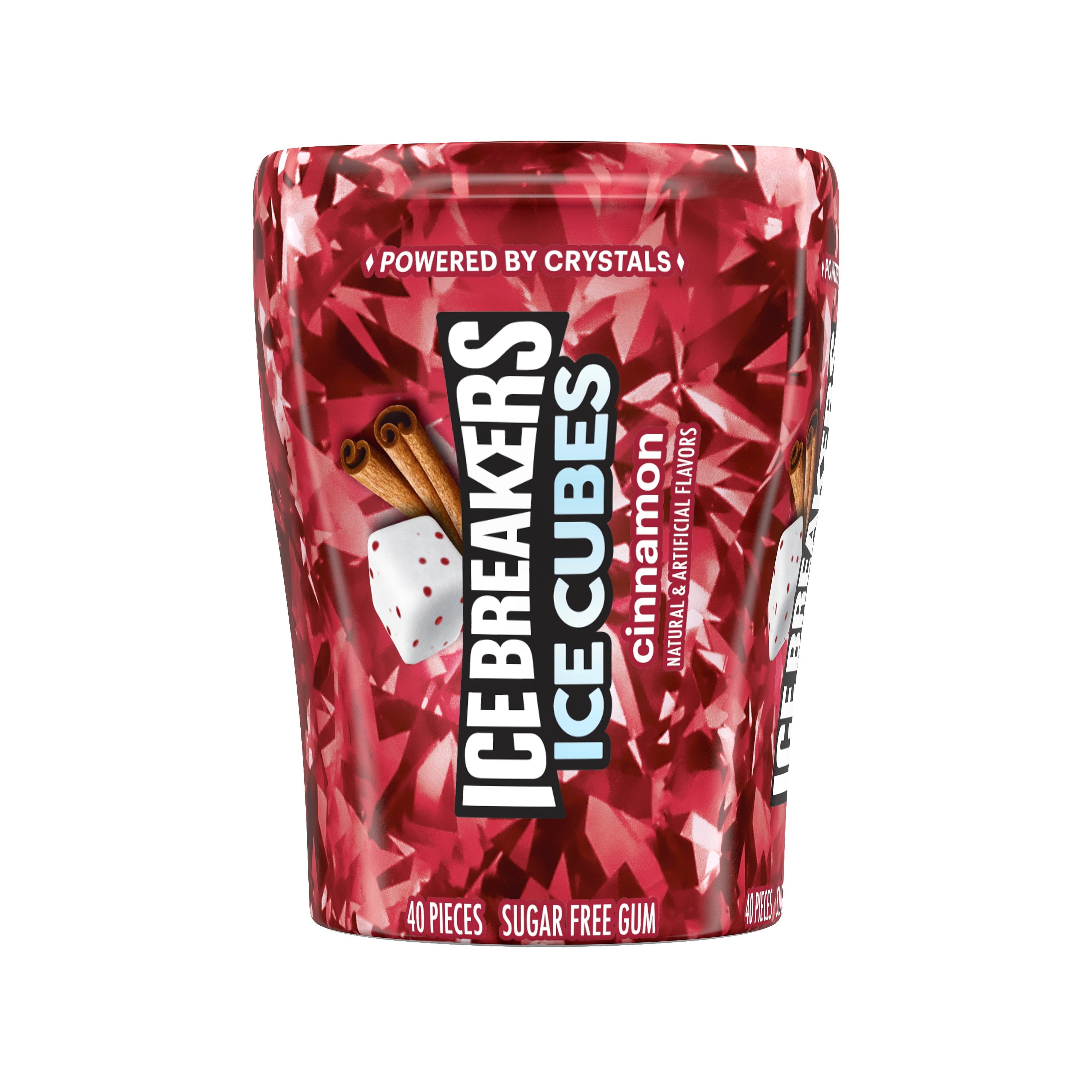 Pack of 2 Ice Breakers Ice Cubes Cinnamon Sugar Free Chewing Gum, 40 pc (Package May Vary)