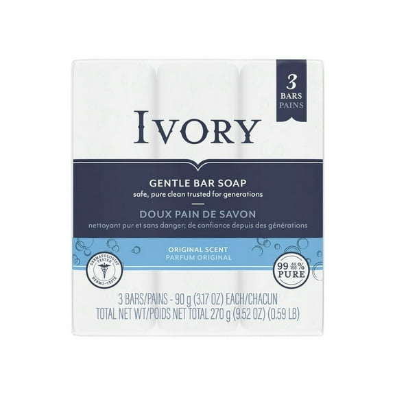 Pack of 2 Ivory Gentle Bar Soap, Original Scent, 3.17 oz., 3 Count