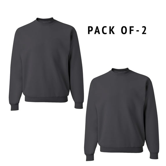 Pack of 2 - JERZEES NuBlend Crewneck Sweatshirt | Size-2XL, Color: Charcoal Grey, 8 oz., 50/50 Cotton/Polyester