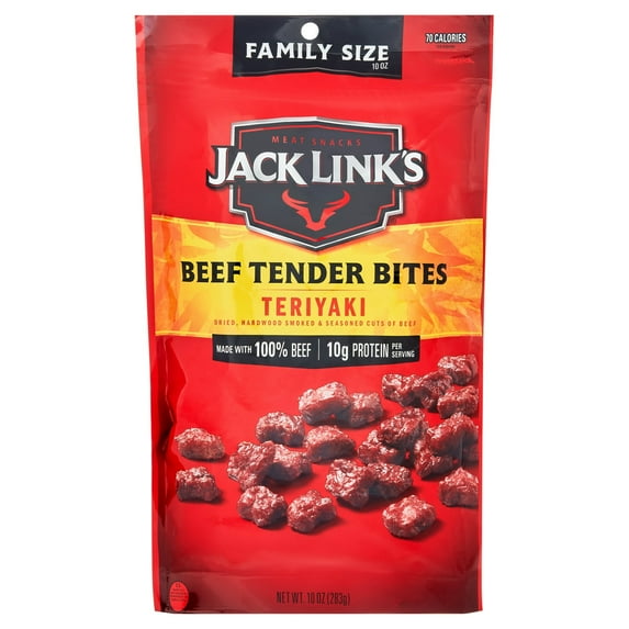 Pack of 2 Jack Link's 100% Beef Teriyaki Tender Bites 10oz Resealable Bag