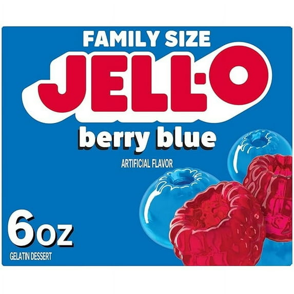 Pack of 2 Jell-O Berry Blue Gelatin Dessert Mix, Family Size, 6 oz Box