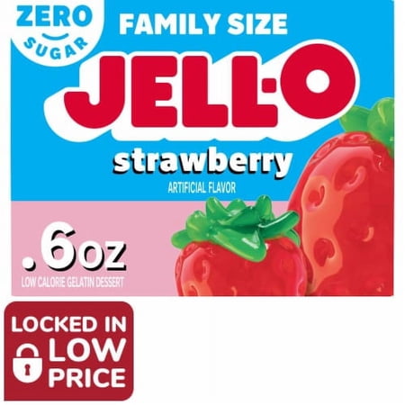 Pack of 2 - Jell-O Zero Sugar Strawberry Flavor Gelatin 0.6 oz