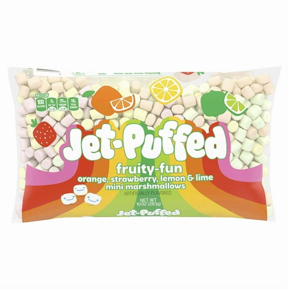 Pack of 2 Jet-Puffed Fruity-Fun Orange, Strawberry, Lemon & Lime Mini Marshmallows, 10 oz Bag