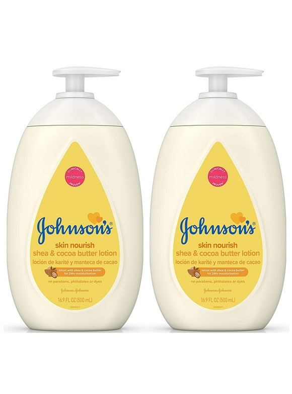 Pack of (2) Johnson’s Moisturizing Dry Skin Baby Lotion with Shea And Cocoa Butter, 16.9 Fluid Ounce