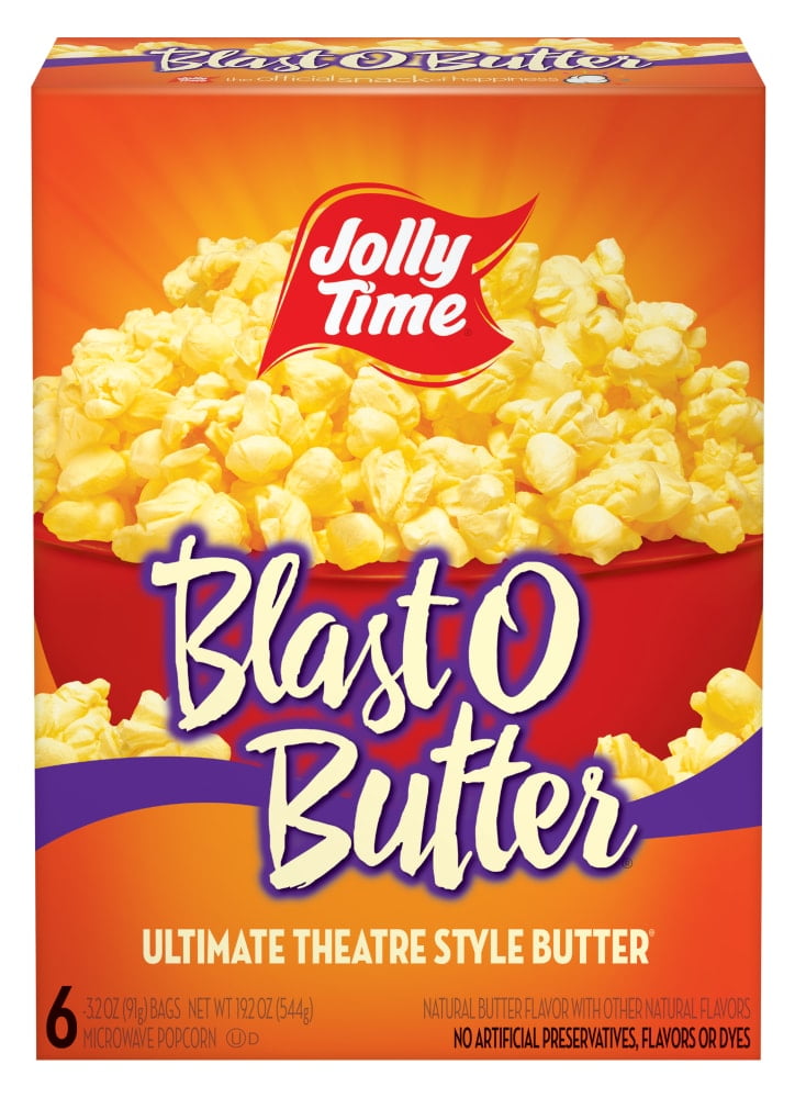 Pack of 2 Jolly Time Blast O Butter Ultimate Theatre Style Popcorn, 6 ct, 3.2 oz (Package May Vary)