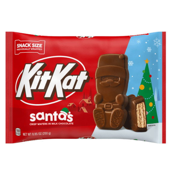 Pack of 2 KIT KAT Milk Chocolate Wafer Snack Size Santas, Christmas Candy Bag, 8.85 oz