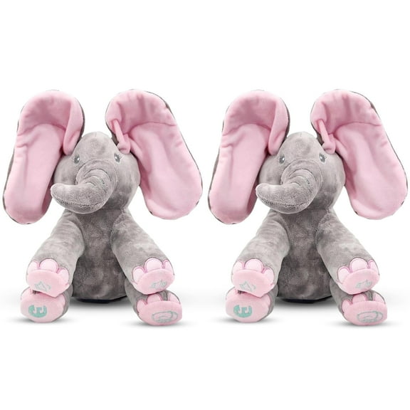 Pack of 2 Kaia Elephant Animated Plush Singing Elephant with Peek-a-boo Interactive Feature by Dimple