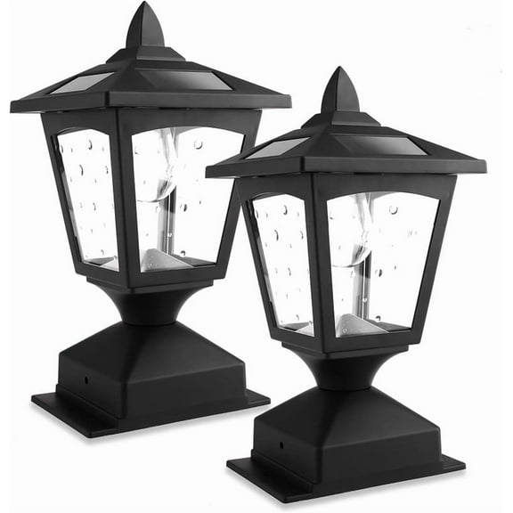 Pack of 2 Kanstar Solar Powered Post Cap Light for 4 X 4 Nominal Wood Posts Pathway, Deck