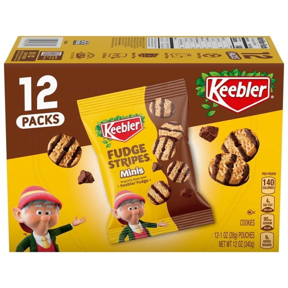 Pack of 2 Keebler Mini Fudge Stripe Cookies 12 Count Snack Packs
