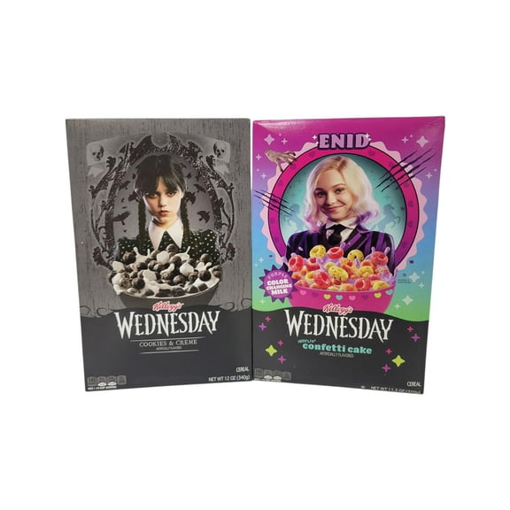 Pack of 2 - Kellogg's Wednesday Cereal Cookies and Crme 12 oz Cereal and Hawlin' Confetti Cake 11.3 oz Cereal