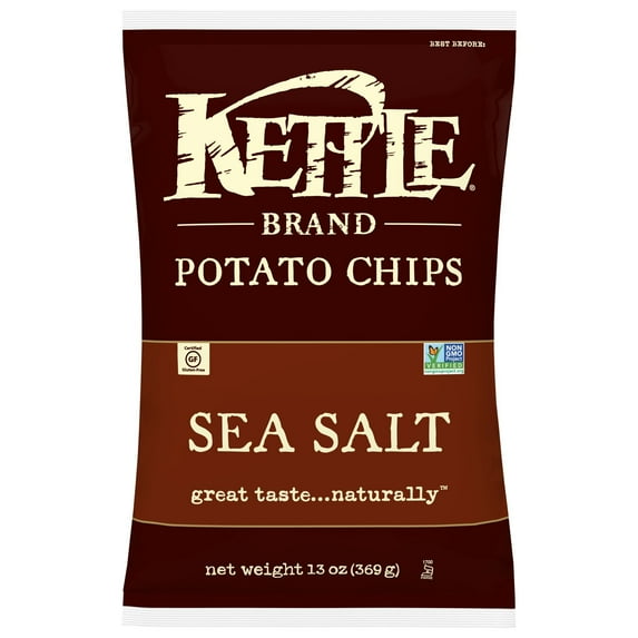 Pack of 2 - Kettle Brand Foods Sea Salt Potato Chips, 13 Oz Party Size