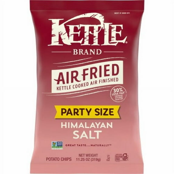 Kettle Brand Potato Chips, Air Fried Himalayan Salt Kettle Chips, 11.25 Oz Party Size Bag ( Pack of 2 )