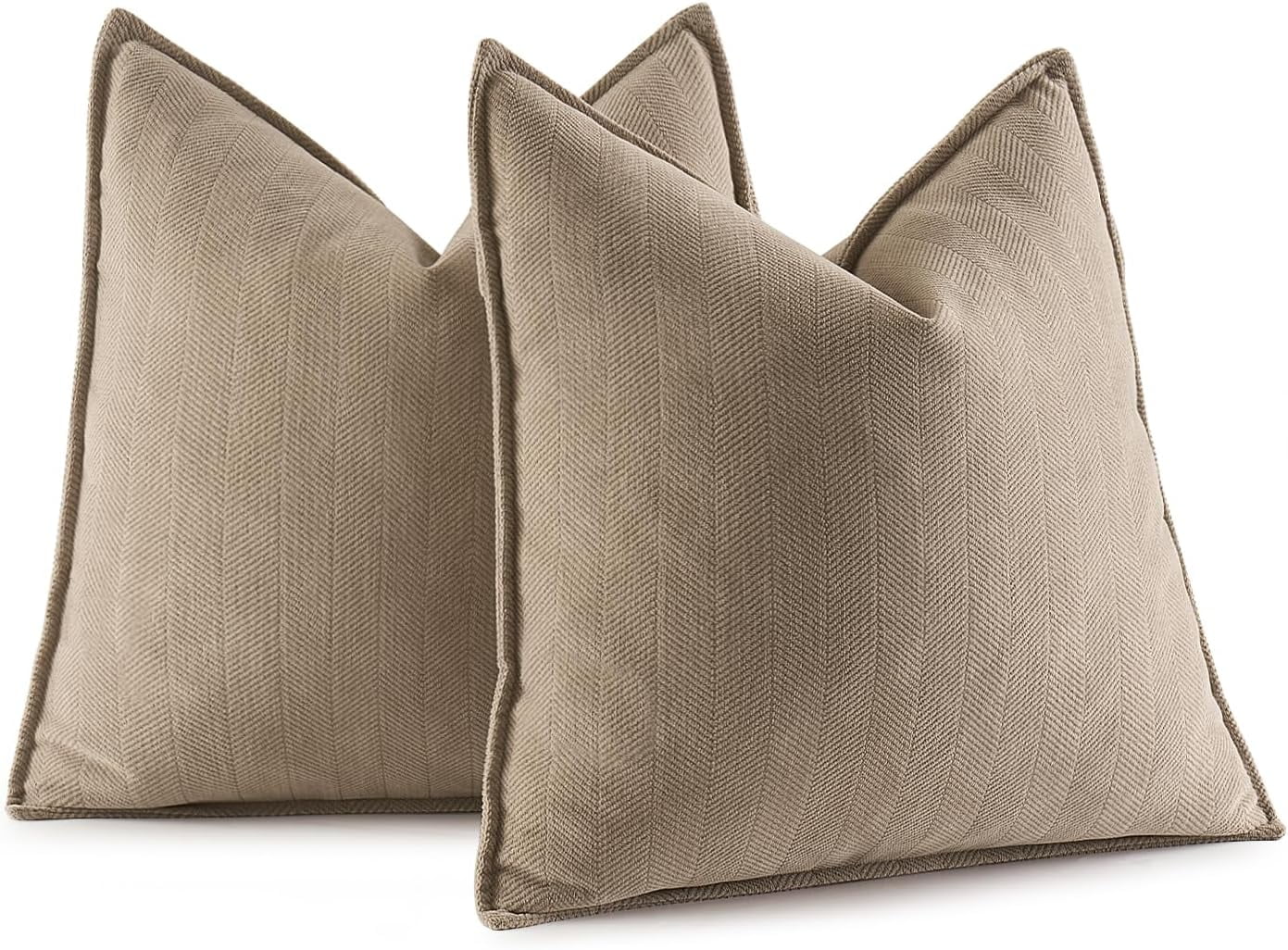 Pack of 2 Khaki 20x20 Inch Decorative Pillow Covers Soft Chenille Couch Throw Pillows Farmhouse Cushion Covers for Sofa Bedroom Living Room
