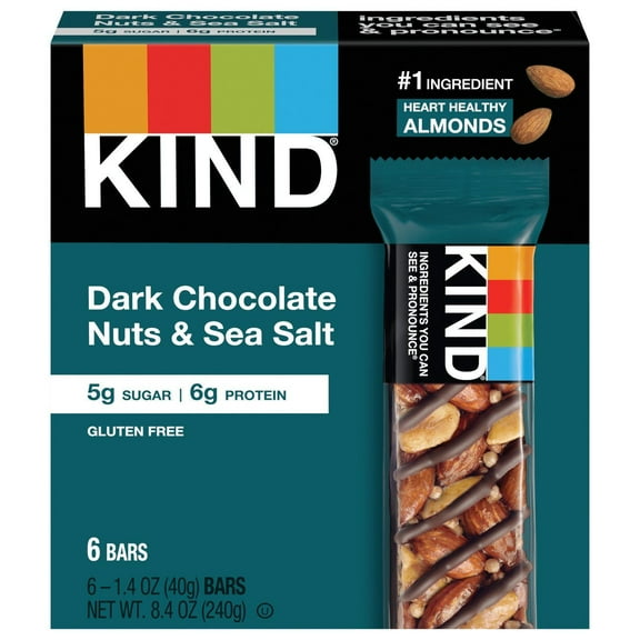 Kind Dark Chocolate Nuts & Sea Salt Bars - 6 ct (Pack of 2)